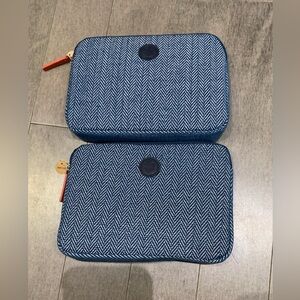 NWT Set of 2 Air France Business Class Amenity Kits - Navy Herringbone (Clarins)